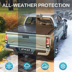 EROMMY Retractable Hard Truck Bed Tonneau Cover for 2016-2026 Toyota Tacoma 5 Ft(60'') with Double Key Lock & LED Light,Aluminum Matte Black