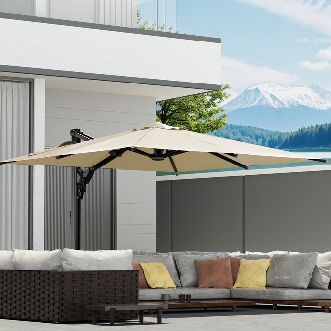 EROMMY 10 x 10 Outdoor Square Offset Umbrella with Sturdy Frame - Beige-Erommy