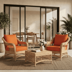 EROMMY Patio Furniture Cushions with Handle and Ties, Waterproof, Fade-resistant Outdoor Couch Cushion, Chair Pads for Dining Chairs, Orange