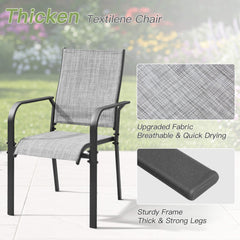 EROMMY 9 Piece Patio Dining Set, Outdoor Dining Table And Chairs Set For 8, 8 PVC-coated polyester Chairs, 1 Iron Square Table With Adjustable Umbrella Hole (1.57"-1.97"), Gray