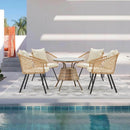EROMMY All-Weather Patio Dining Chairs Set of 4, w/ Cushions & Armrests, Modern Outdoor Seating, Beige&White