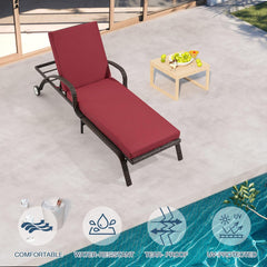 EROMMY Outdoor Lounge Chair Cushion Replacement Set of 2, Wine Red-Erommy