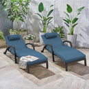EROMMY Chaise Lounge Chairs for Outside, PE Rattan Wicker Patio Pool Lounge Chair, 2 Pcs Dark Blue-Erommy