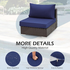 Outdoor Replacement Cushions for 6-Seat Patio Conversation Sets, Dark Blue | erommy