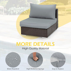 Outdoor Replacement Cushions for 6-Seat Patio Conversation Sets, Light Gray | erommy