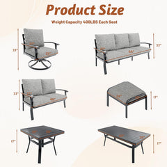 EROMMY Outdoor Swivel Rocker Patio Chairs with Coffee Table, 3 PCS Bistro Set, Gray