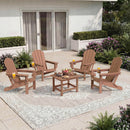 EROMMY 3-Position Adjustable Adirondack Chairs Set of 4, 400LBS HDPE Folding Outdoor Chairs with Cup Holder, Teak