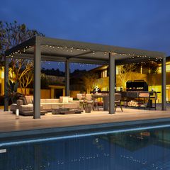 EROMMY 12x20 Large Aluminum Pergola with Louvered Canopy – Grey-Erommy