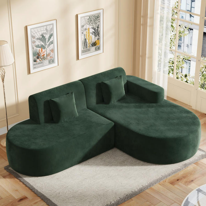 EROMMY Modern L-Shape Sectional Sofa with Chaise Lounge,Boneless L Shape Sofa with Deep Seat, Green-Erommy