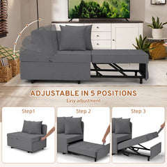 EROMMY 3-in-1 Sleeper Sofa Chair Bed , 5-position Adjustable Backrest Pull Out Sofa Bed With Faux Linen Sofa Fabric, Fold Out Chair Bed,Dark Gray-Erommy
