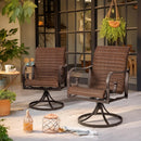 EROMMY Patio Swivel Chairs Set of 2, Heavy Duty Outdoor Dining Chair with 23.5'' High Back, Extra-Large Water-Fall Seat, Rattan Wicker Porch Chair, Dark Brown-Erommy