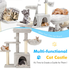 EROMMY 33" Multi-Level Cat Tree Cat Tower for Indoor Cats, Cat Condo with Scratching Post, Light Grey