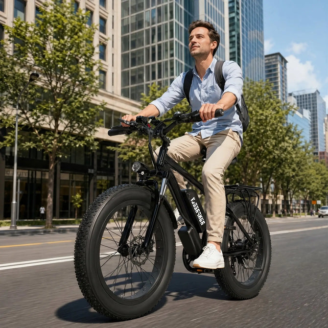 EROMMY Electric Bike for Adults,1500W Peak Motor, 26" Fat Tire E-Bike with 48V 13AH Battery, 25MPH Max 62 Miles Electric Motorcycle, 7-Speed Electric Mountain Bicycle