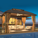 EROMMY 10' x 13' Hardtop Gazebo with Galvanized Steel Roof, Double Arc Roof Gazebo with Aluminum Frame-Erommy
