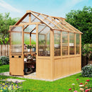 EROMMY 6x8 FT Wooden Greenhouse for Outdoors, Walk-in Greenhouse Kit with 4mm Polycarbonate Panels, Adjustable Roof Vent, Lockable Door, Outdoor Greenhouse for Backyard Garden