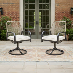 EROMMY Swivel Patio Chairs Set of 2, Outdoor Rattan Dining Chairs with Thickened Cushions, Beige-Erommy