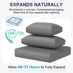 EROMMY 9-Piece Outdoor Sectional Cushions for 4-Seat Sofa, Waterproof Deep Seat w/ Non-Slip & Machine Washable Covers, Gray