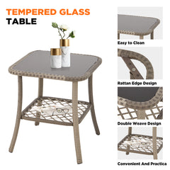 EROMMY 6 piece outdoor rattan furniture set with sofa, air chair, footstool and side table, Grey-Erommy