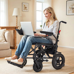 EROMMY Foldable Electric Wheelchair, Lightweight Power Wheelchair with 500W Dual Motor, Storage Bag, 15 Miles Long Range, Black