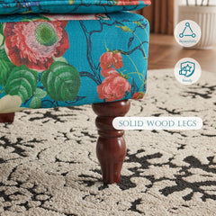 EROMMY Fabric Accent Chair, Modern Upholstered Armchair, Leisure Single Sofa Chair for Living Room Bedroom Reading, Teal Floral-Erommy