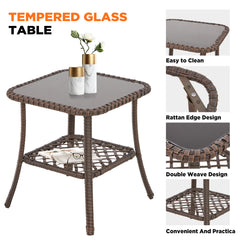 EROMMY 6-Piece Patio Set with Sofa, Swivel Rocking Chairs, Ottoman & Side Table, Brown-Erommy