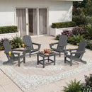 EROMMY 3-Position Adjustable Adirondack Chairs Set of 4, 400LBS HDPE Folding Outdoor Chairs with Cup Holder, Gray
