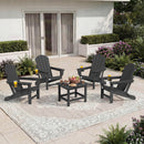 EROMMY 3-Position Adjustable Adirondack Chairs Set of 4, 400LBS HDPE Folding Outdoor Chairs with Cup Holder, Black