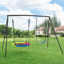 EROMMY Heavy-Duty A-Frame Metal Swing Set, 440lbs Capacity, Includes Saucer & Belt Swings, Outdoor Playground for Kids-Erommy