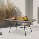 EROMMY 63 Inch Outdoor Patio Dining Table for 6, Rectangle Metal Patio Table with 1.96 Inch Adjustable Umbrella Hole-Erommy