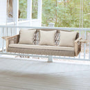 EROMMY 3 Seats Porch Swing Hanging Bench Swing Lounge Front Rattan Swing for Garden, Balcony, Beige-Erommy