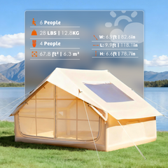 EROMMY Inflatable Tents for Camping with Skylight, Blow Up Tent with Large Mesh Doors & Hand Pump, 1 Minute Quick Setup Air Tent, Waterproof Oxford