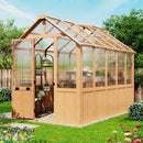 EROMMY 6x10 FT Wooden Greenhouse for Outdoors, Walk-in Greenhouse Kit with 4mm Polycarbonate Panels, Adjustable Roof Vent, Lockable Door, Backyard Greenhouse for Plants and Vegetables