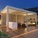 EROMMY 10' x 20' Outdoor Pergola with LED Lights, Aluminum Gazebo with Motorized Louvers & Side Screens for Patio, Backyard & Poolside, White