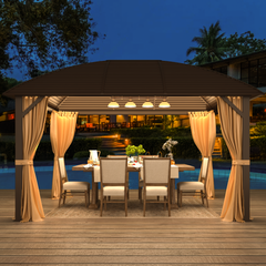 EROMMY 10' x 13' Hardtop Gazebo with Galvanized Steel Roof, Arc Roof Gazebo with Aluminum Frame-Erommy