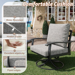 EROMMY Patio Furniture Sets 5 PCS Outdoor Metal Conversation Sets with 2-Seat Sofa, Gray