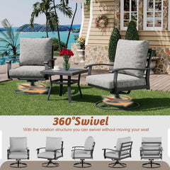 EROMMY Patio Furniture Sets 6 PCS Outdoor Metal Conversation Sets with Ottomans for Garden, Deck and Poolside, Gray