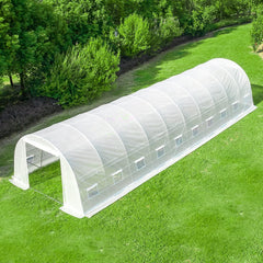 EROMMY 40'×12'×7.5' Greenhouse, Large Walk-in, Portable Greenhouse with 2 Roll-up Zippered Doors&20 Screen Windowst, White