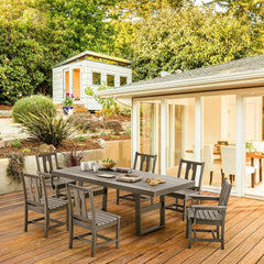 EROMMY 1 Large Table and 4 armless chairs set,Weather Resistant & Easy Maintenance,Perfect For Garden, Outdoor, Grey-Erommy