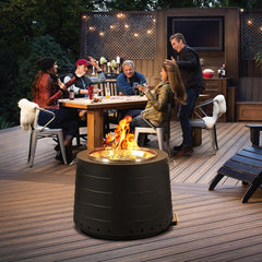 EROMMY Smokeless 19.5 in Patio Fire Pit with Removable Ash Pan, Black