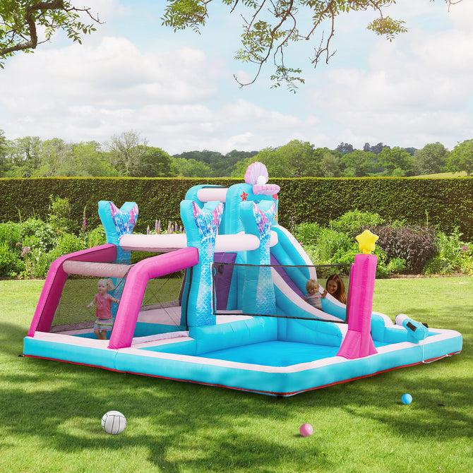 EROMMY Inflatable Bounce House, Bounce House with Water Slide for Kids 3-8, 480W Blower for Outdoor Backyard-Erommy