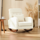 EROMMY Solid Wood Rocking Chair with Cushion & Blanket, Beige, Low Legs-Erommy