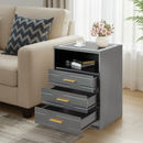 EROMMY LED Nightstand with Wireless Charging, Smart Bedside Table with Drawers & Adjustable LED Lights, Gray-Erommy