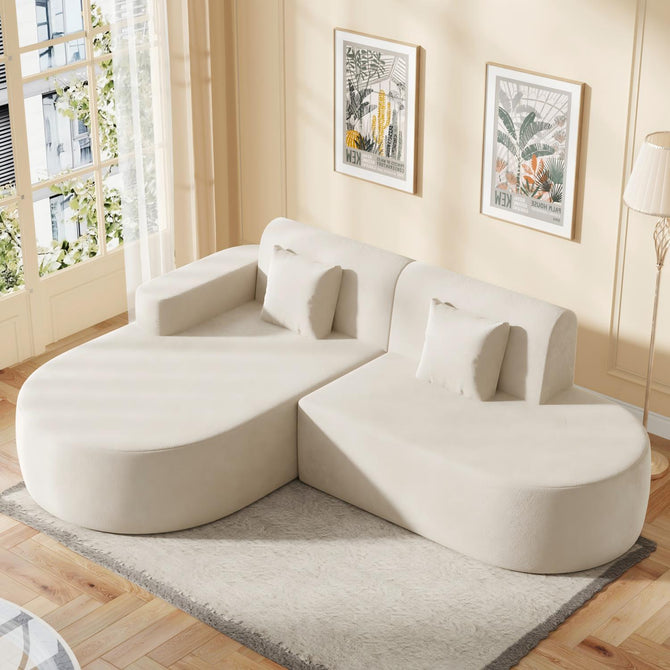 EROMMY Modern L-Shape Sectional Sofa with Chaise Lounge for Living Room Bedroom, Beige-Erommy