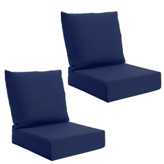 EROMMY Patio Furniture Cushions Set of 2 with Handle and Ties, Waterproof Fade-Resistant Outdoor Couch Cushions, Chair Pads for Dining Chairs, Navy blue