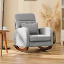 EROMMY Solid Wood Rocking Chair with Cushion & Blanket, Gray, Low Legs-Erommy