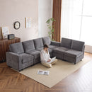 Erommy 6 Piece Modular Sectional Couch, Modular Couches and Sofas Sectional with Storage for Living Room, armrests, 6 single seats, Dark Gray-Erommy