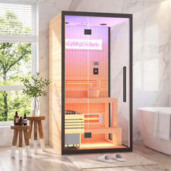 EROMMY 1–2 Person Indoor Hemlock Sauna with Chromotherapy & Bluetooth