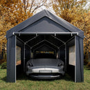 EROMMY Carport, 10' x 20' Heavy Duty Carport with Roll-up Windows,Portable Garage with Removable Sidewalls, Car Canopy with All-Season Tarp and Sandbags for Truck, Tractor, Boat, Gray