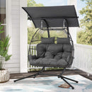 EROMMY Double Hanging Egg Chair with Stand, Wicker Loveseat Swing, Gray
