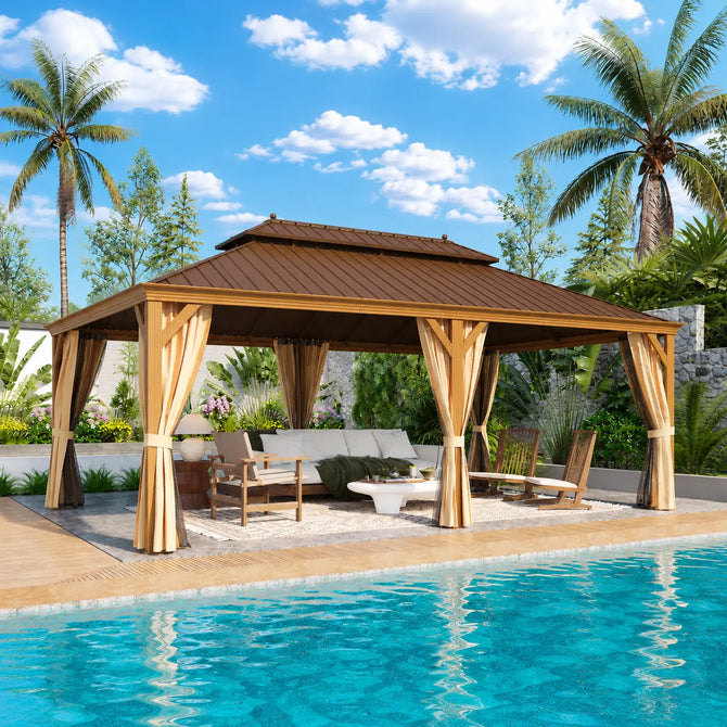 EROMMY 14X22 Outdoor Rectangle Gazebo with Canopy for Patio